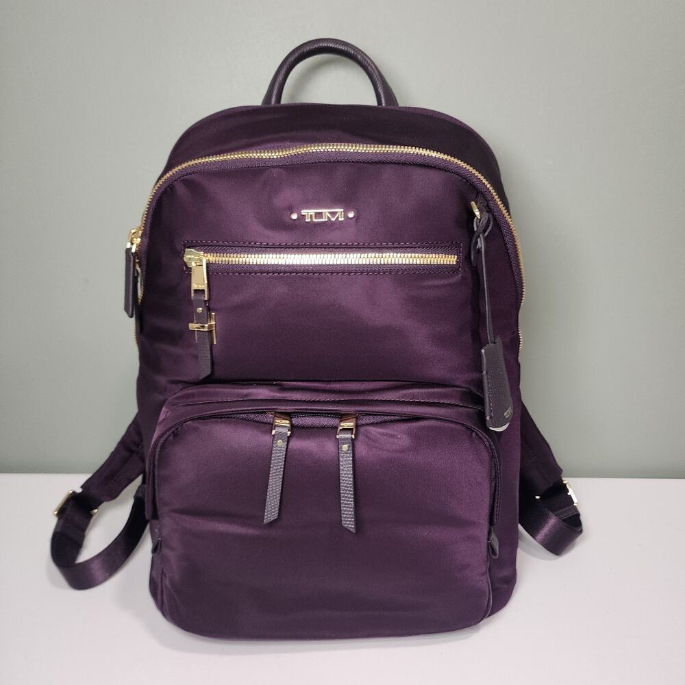 NWT Tumi Voyageur HARRIET 14.25” Nylon Laptop Backpack Black Berry Purple
